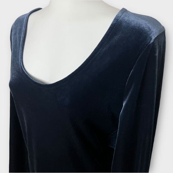 J. Crew Jeans Dark Blue Velvet Long Sleeve Snap Gusset One Piece Bodysuit Size M - Picture 3 of 13